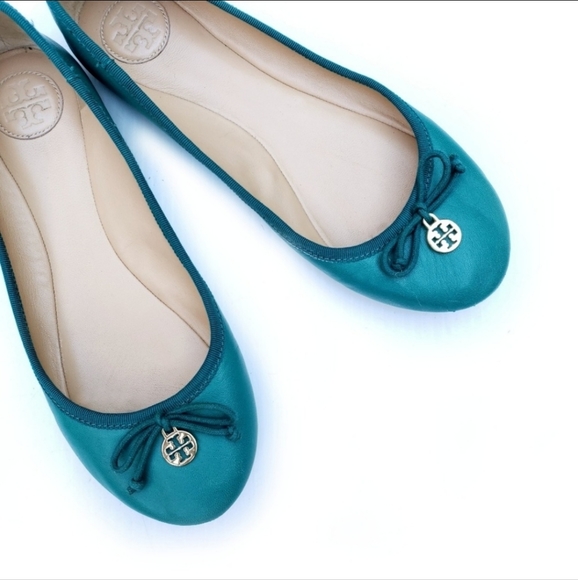Tory Burch Shoes - Tory Burch Chelsea Teal Turquoise Ballet Flats